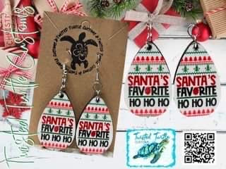 Santa’s Favorite Ho Ho Ho Ugly Christmas Sweater Teardrop Earrings