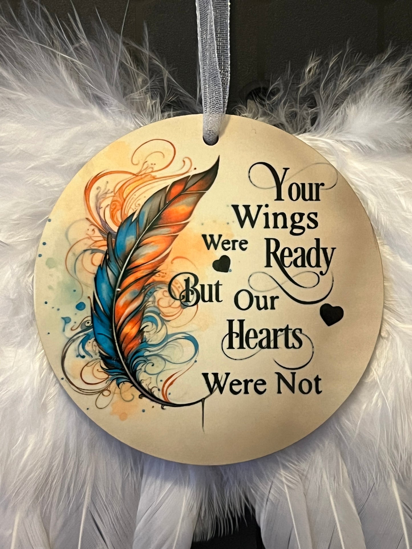 White Feather Wings Memorial Christmas Ornament