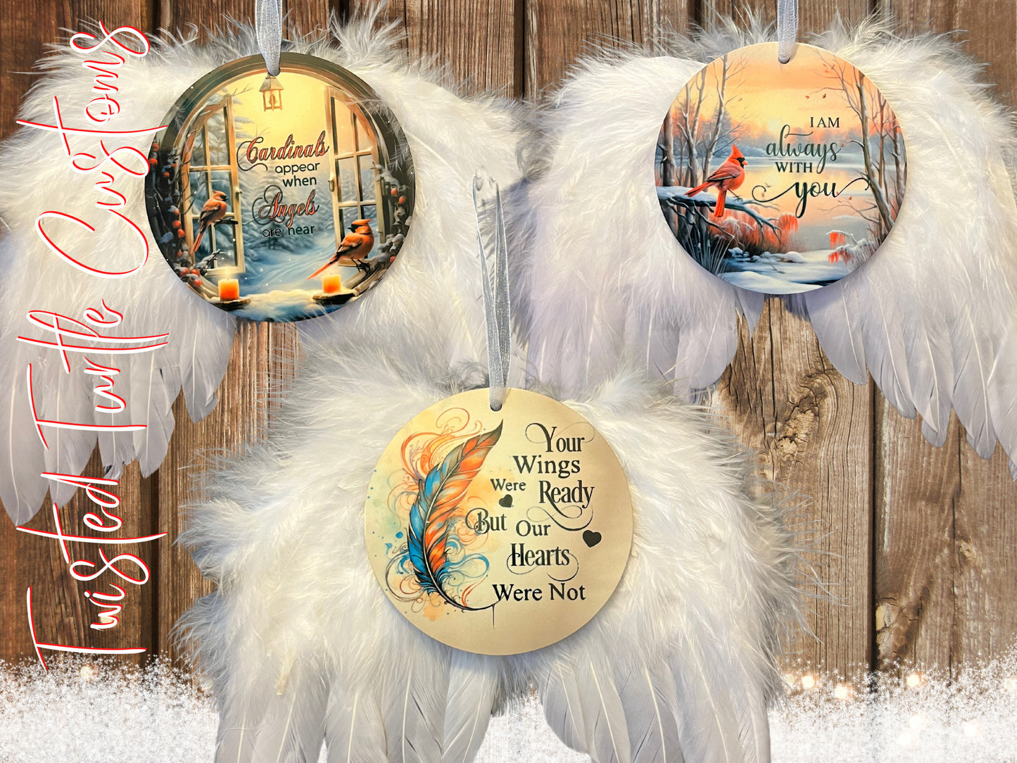 White Feather Wings Memorial Christmas Ornament