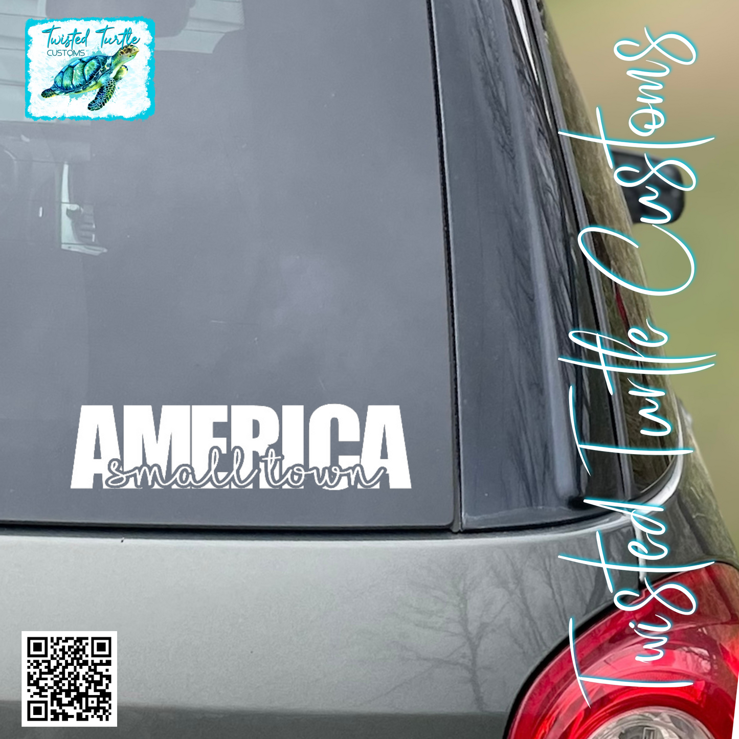 Small Town America White Vinyl Decal