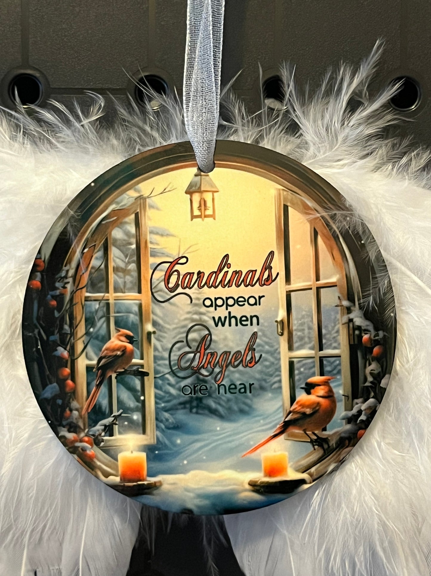 White Feather Wings Memorial Christmas Ornament