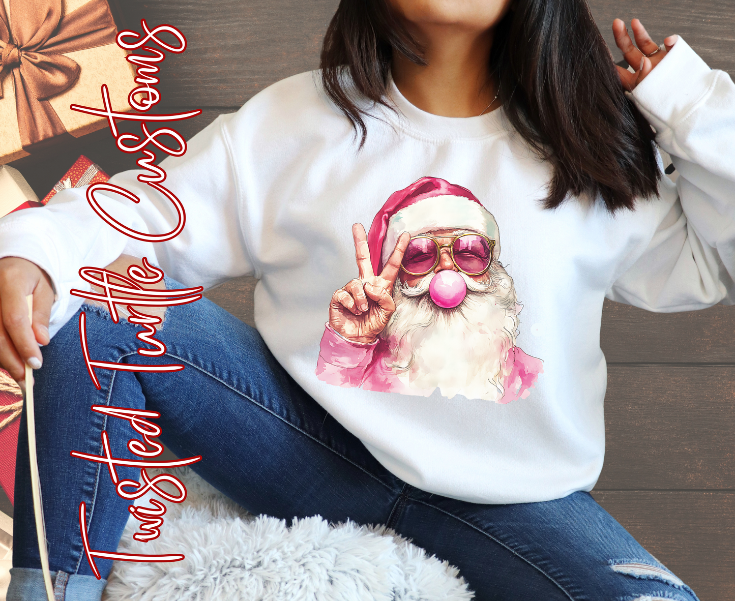 Santa Bubble Gum Pink Peace Sweatshirt