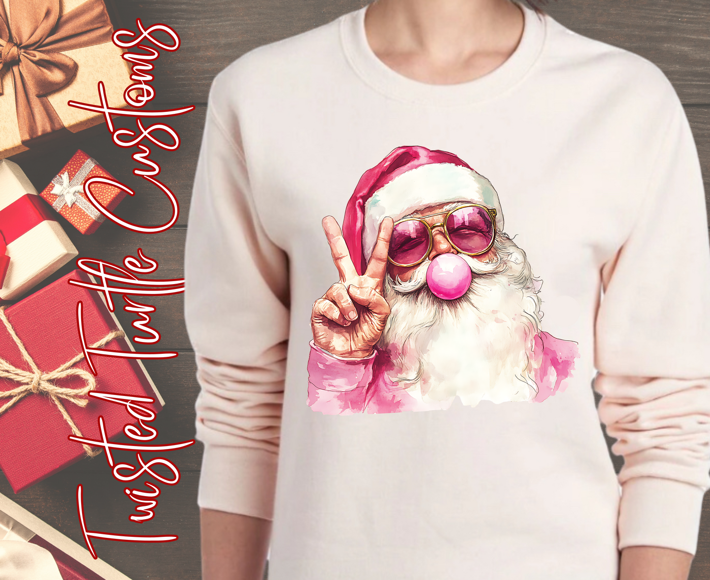 Santa Bubble Gum Pink Peace Sweatshirt