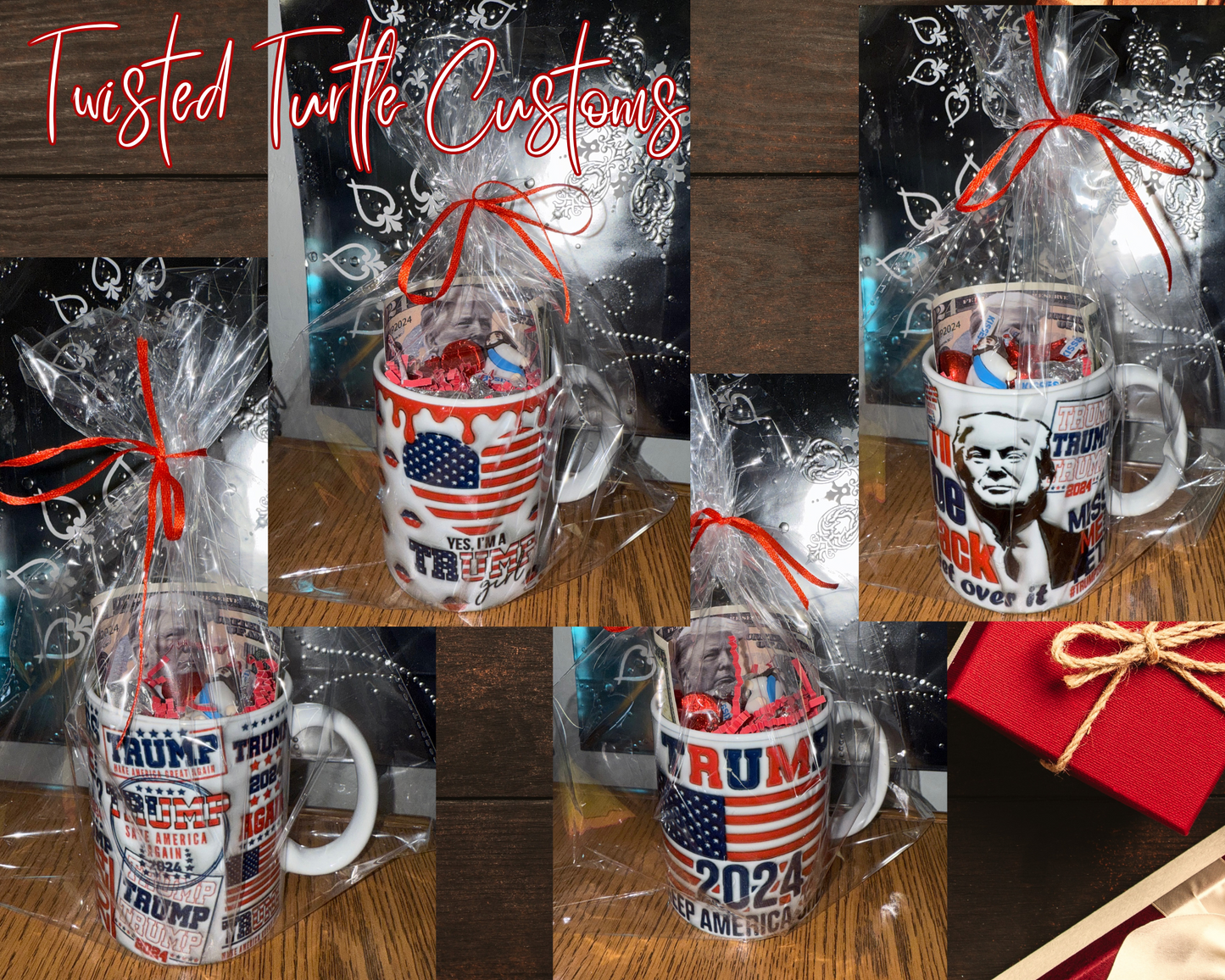 Trump 2024 Puffy Inflated design Coffee Mug Gift Set