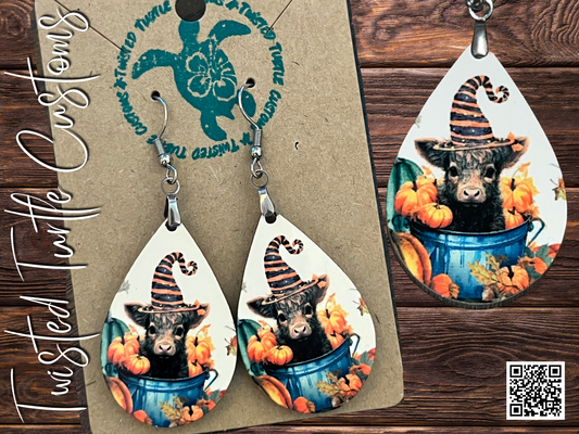 Highland Cow Spooky Halloween Earrings