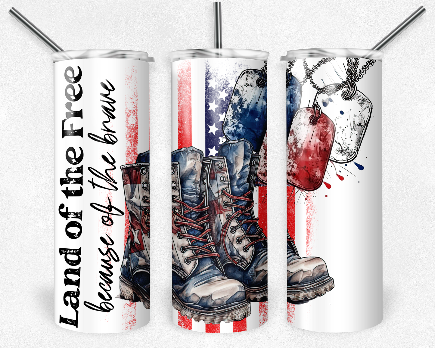 Veteran Land of the Free because of the Brave 20oz Tumbler