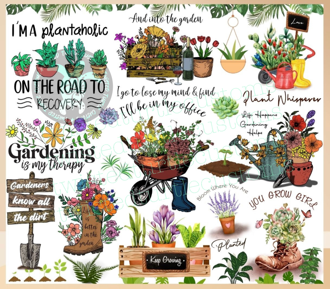 Fun collage style Gardening and plant theme 20oz Tumbler