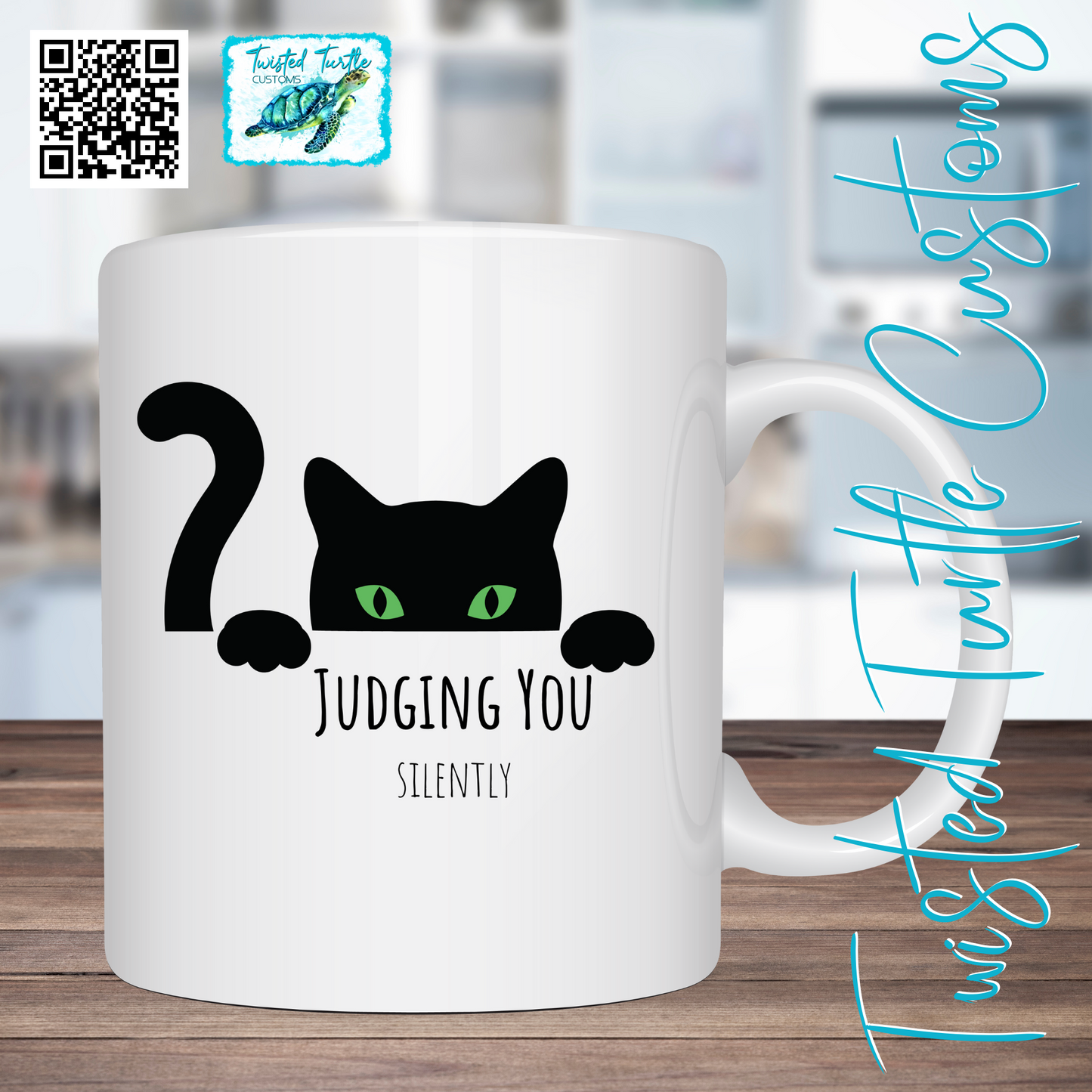 Funny Black Cat Judging You Silently Coffee Mug Humor