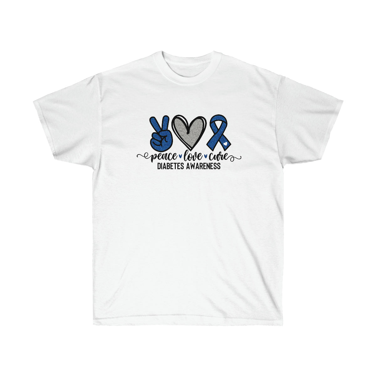 Peace Love Cure Diabetes Awareness Month Ultra Cotton Tee