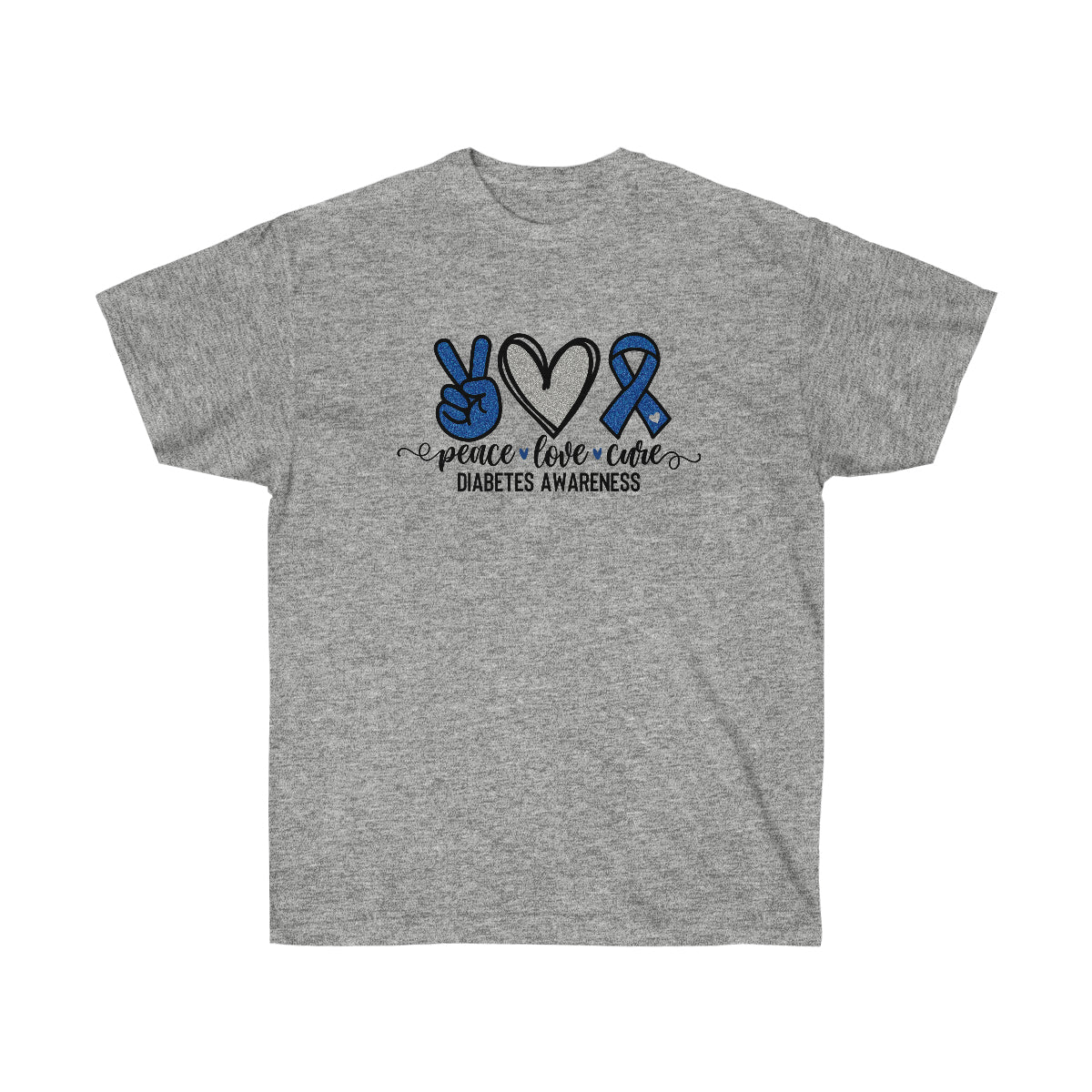 Peace Love Cure Diabetes Awareness Month Ultra Cotton Tee