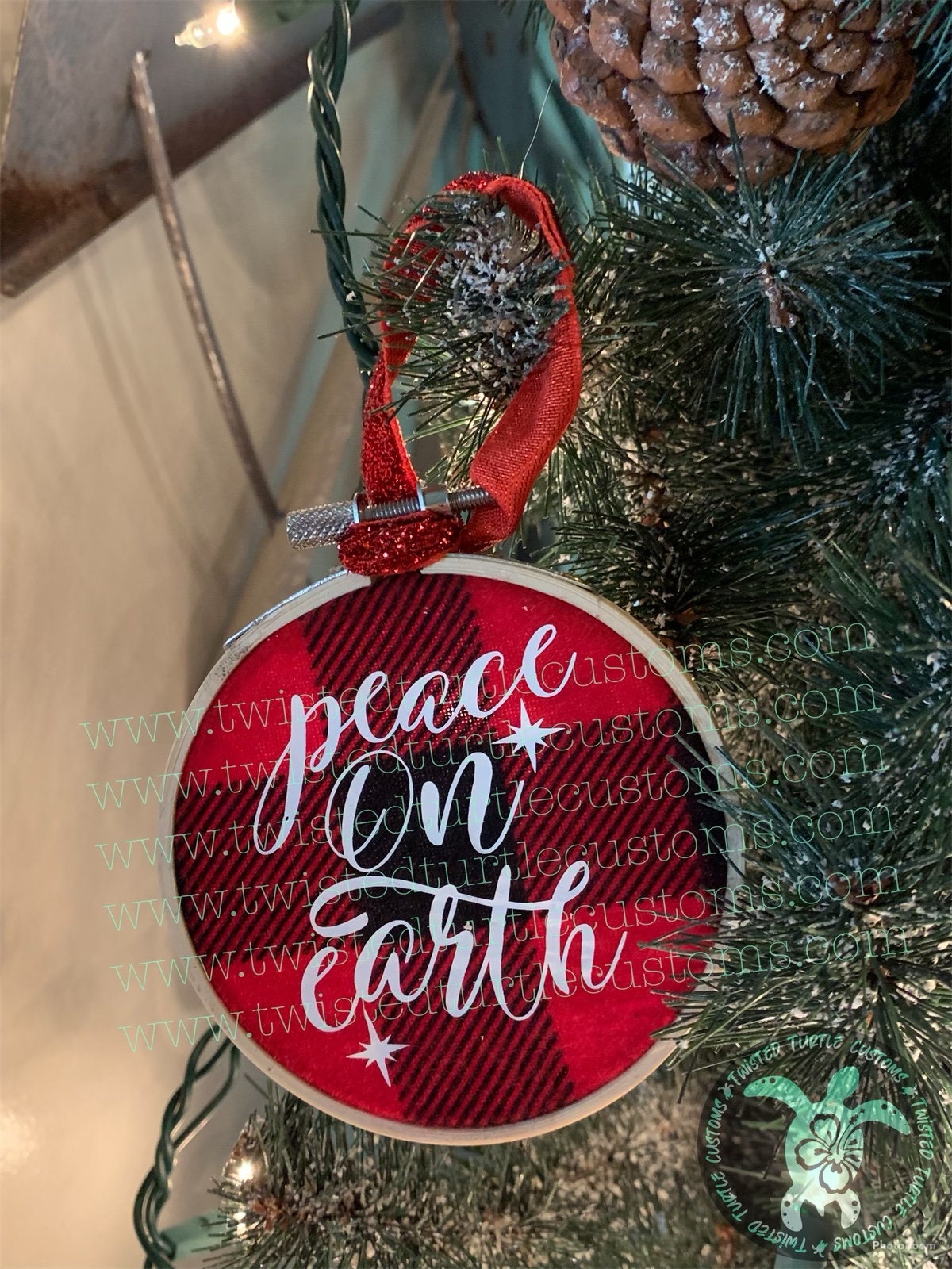 Rustic Buffalo Plaid Ornaments- Set of 4