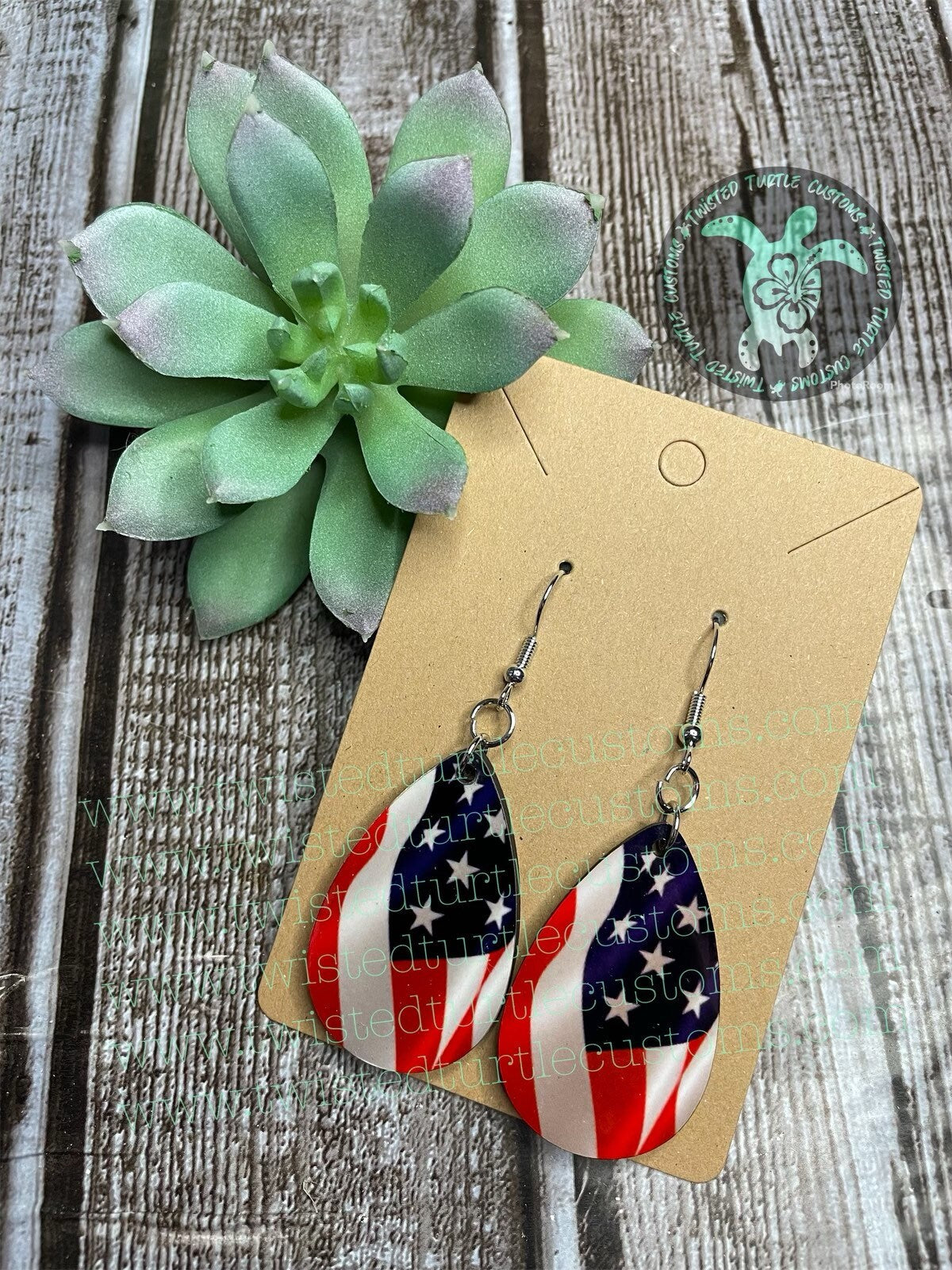 Patriotic American Flag Teardrop Earrings