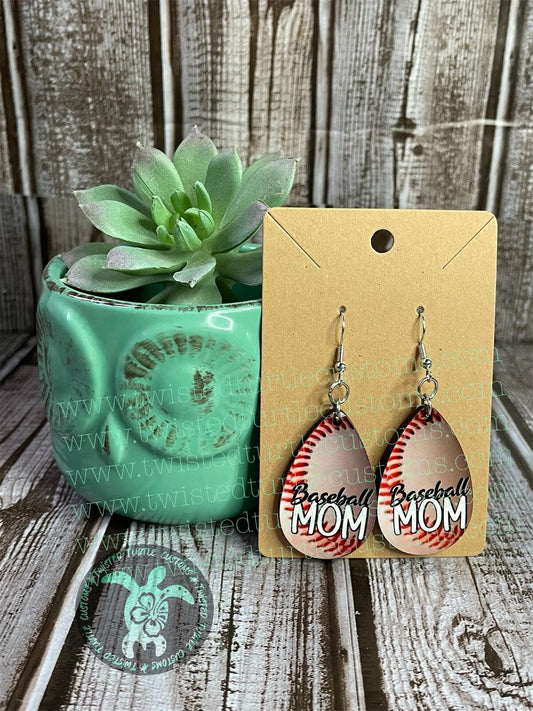 Sporty Baseball Mom Teardrop Earrings