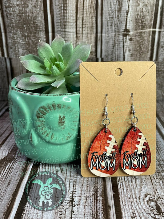 Sporty Football Mom Teardrop Earrings