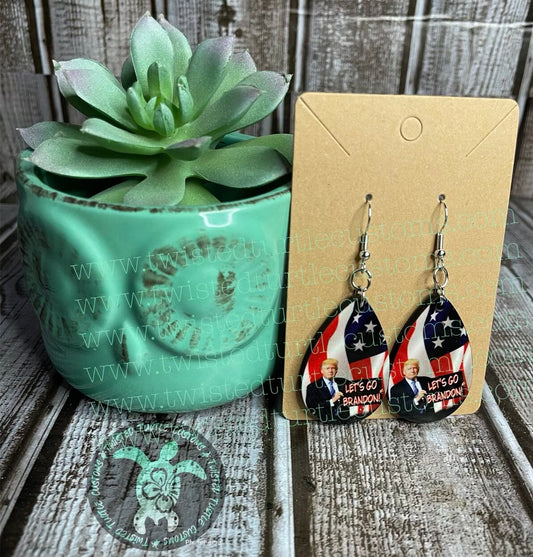 Teardrop Patriotic Trump Let’s Go Brandon Earrings