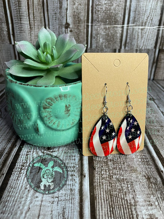 Patriotic American Flag Teardrop Earrings