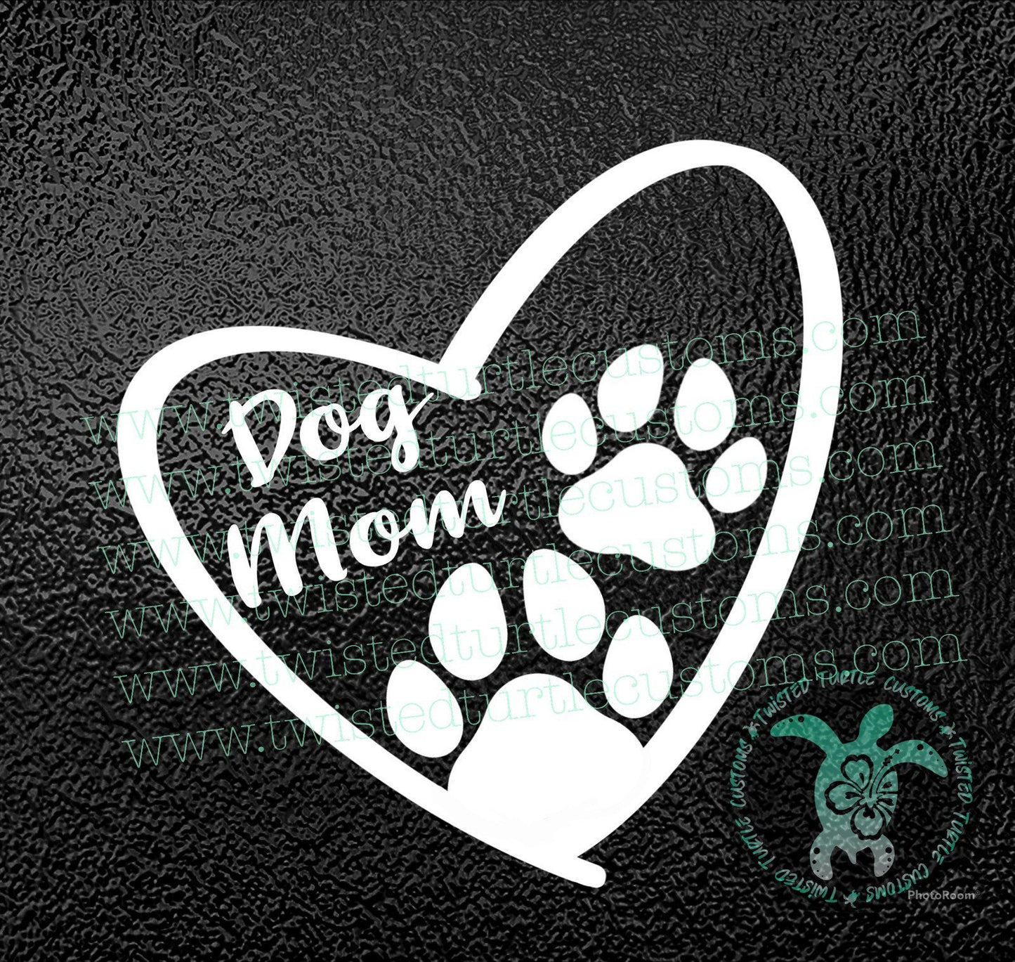 Dog Mom Heart Paw Prints White Vinyl Decal