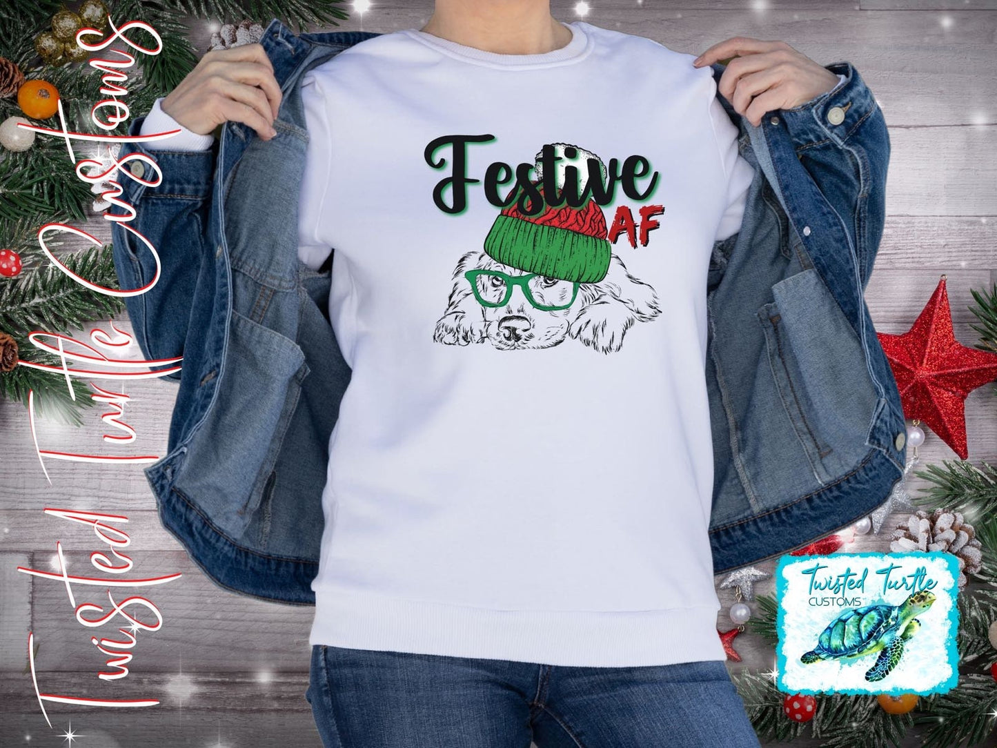 Festive AF Christmas Dog/Puppy in Knit Hat and Glasses *DIGITAL DOWNLOAD Only*