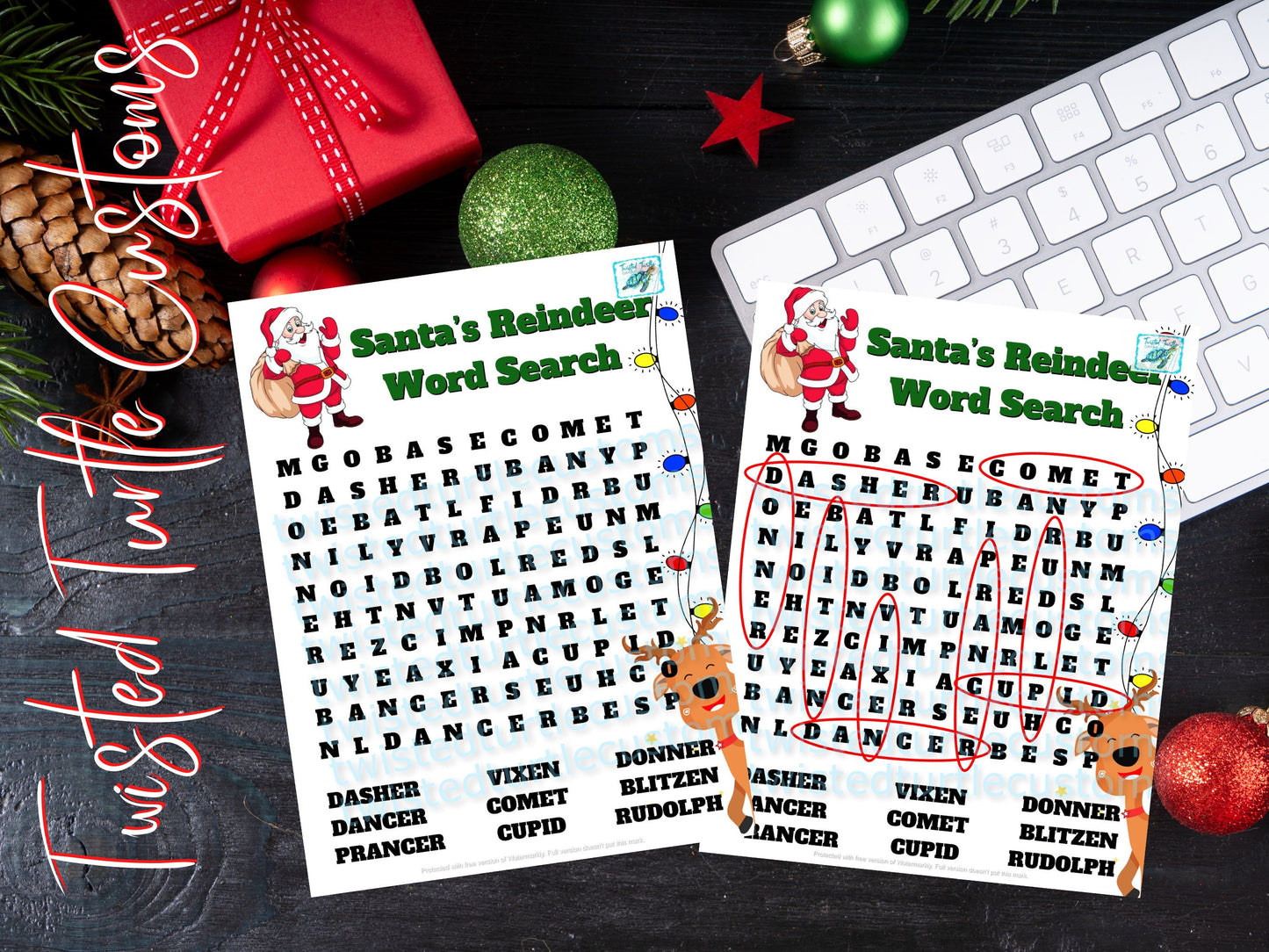 Santa's Reindeer Word Search Puzzle *DIGITAL DOWNLOAD ONLY*