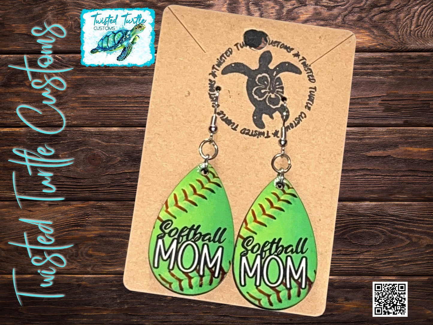 Sporty Softball Mom Teardrop Earrings