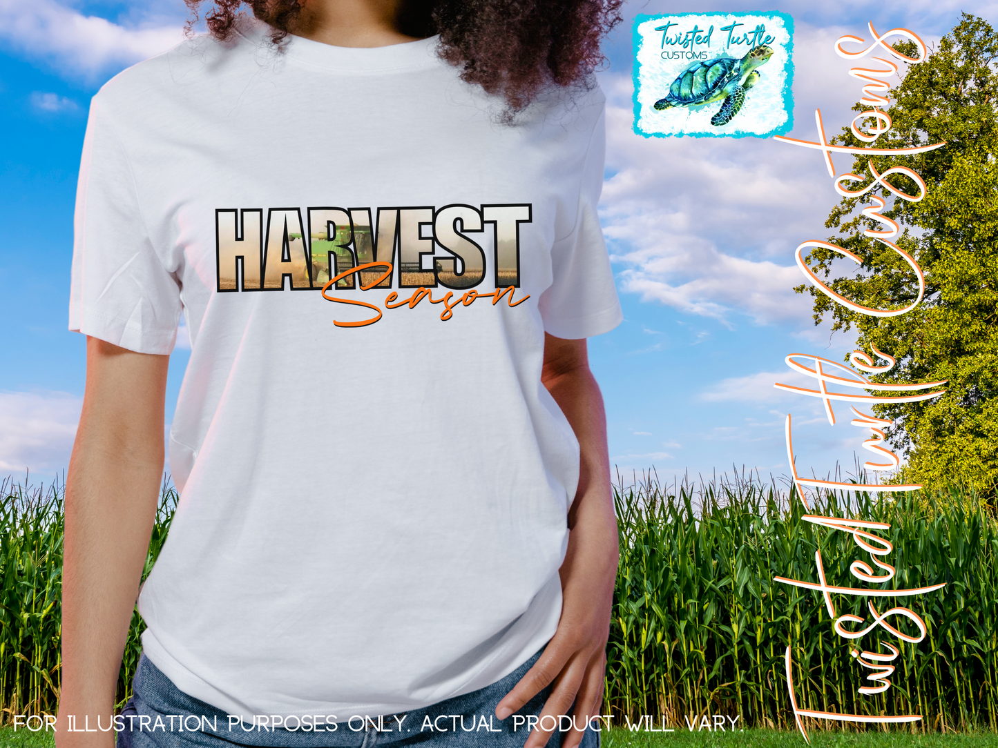 *DIGITAL DOWNLOAD* Harvest Season Bold Font with Combine Photo Background- Orange Lettering