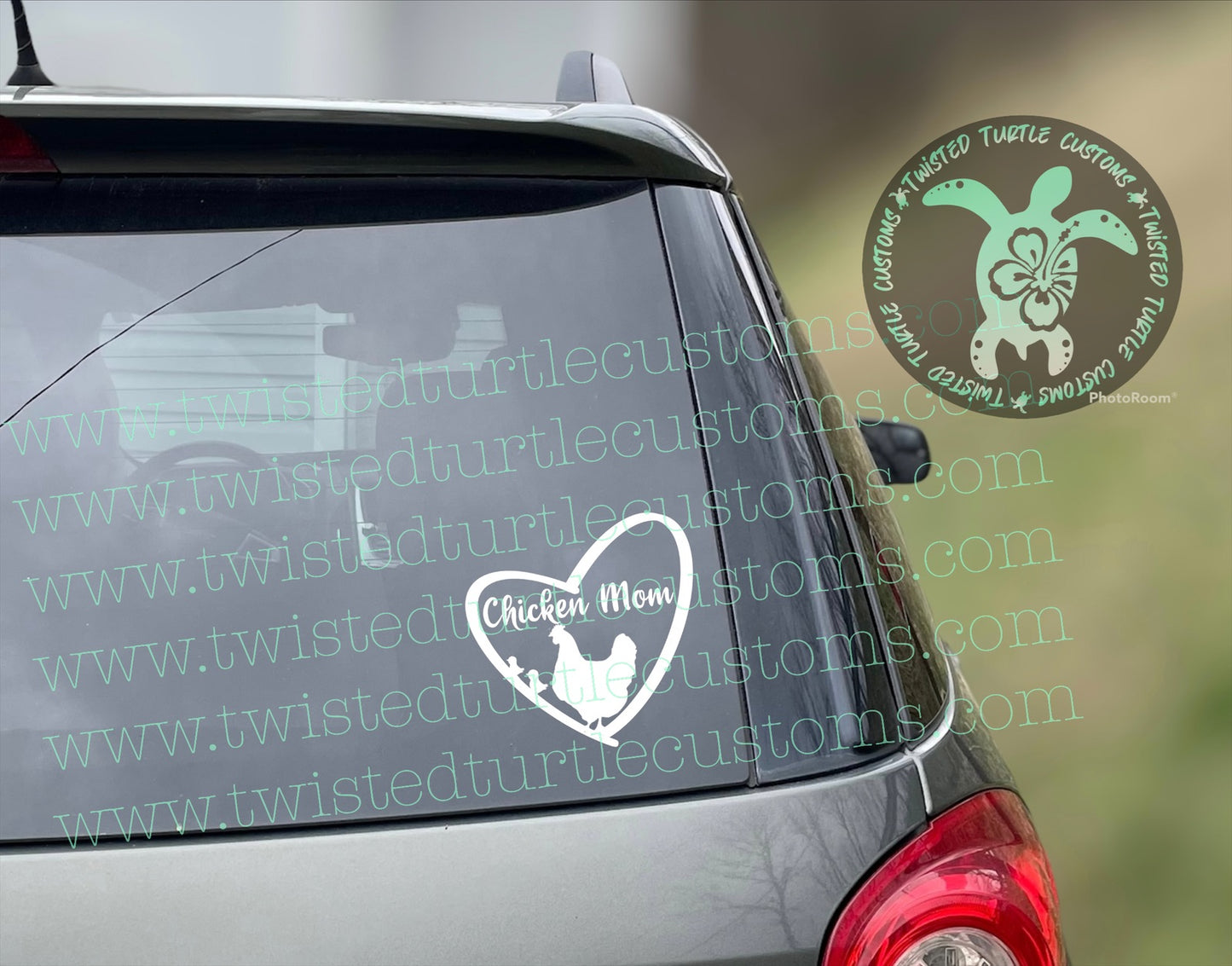 Chicken Mom Heart Chicks White Vinyl Decal