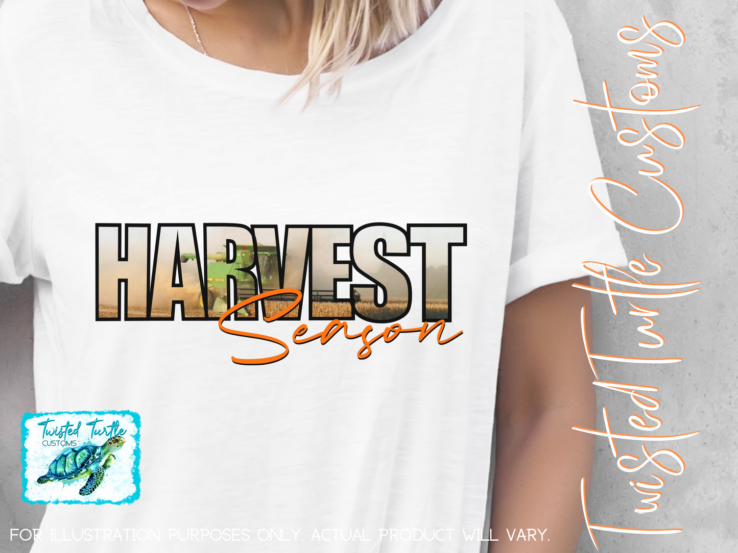 *DIGITAL DOWNLOAD* Harvest Season Bold Font with Combine Photo Background- Orange Lettering