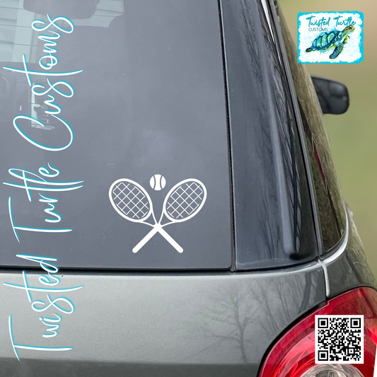 Tennis Parent Rackets White Vinyl Decal