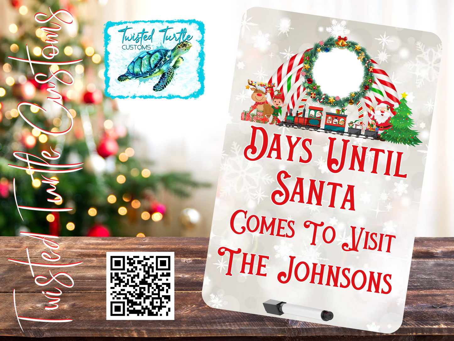 Santa Christmas Countdown Personalized Dry Erase Metal Sign