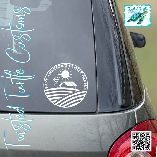 Save America’s Family Farms White Vinyl Decal