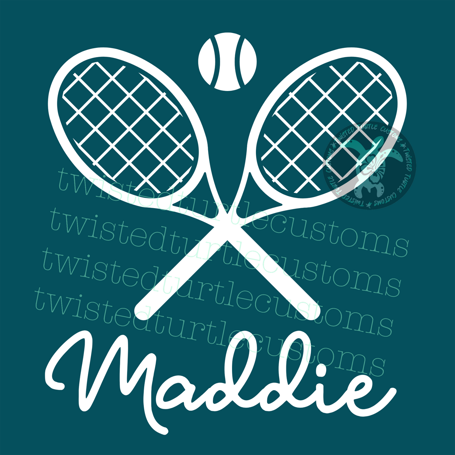 Custom Name Tennis Rackets Parent White Vinyl Decal