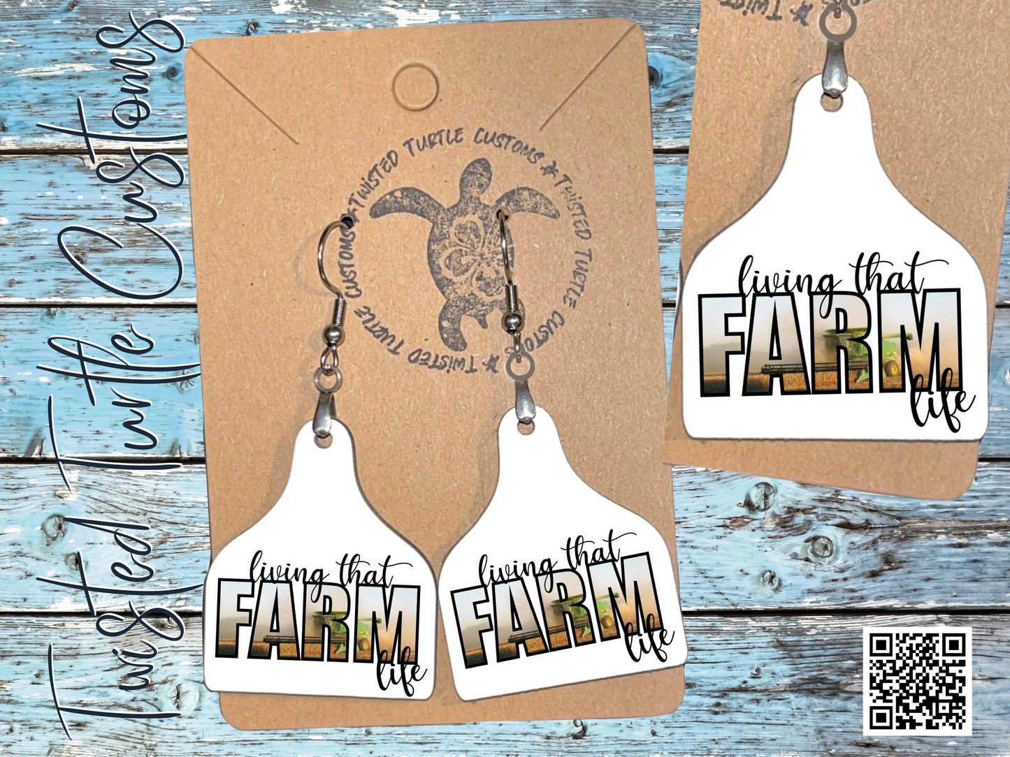 Living that Farm Life photography Cow Tag Earrings