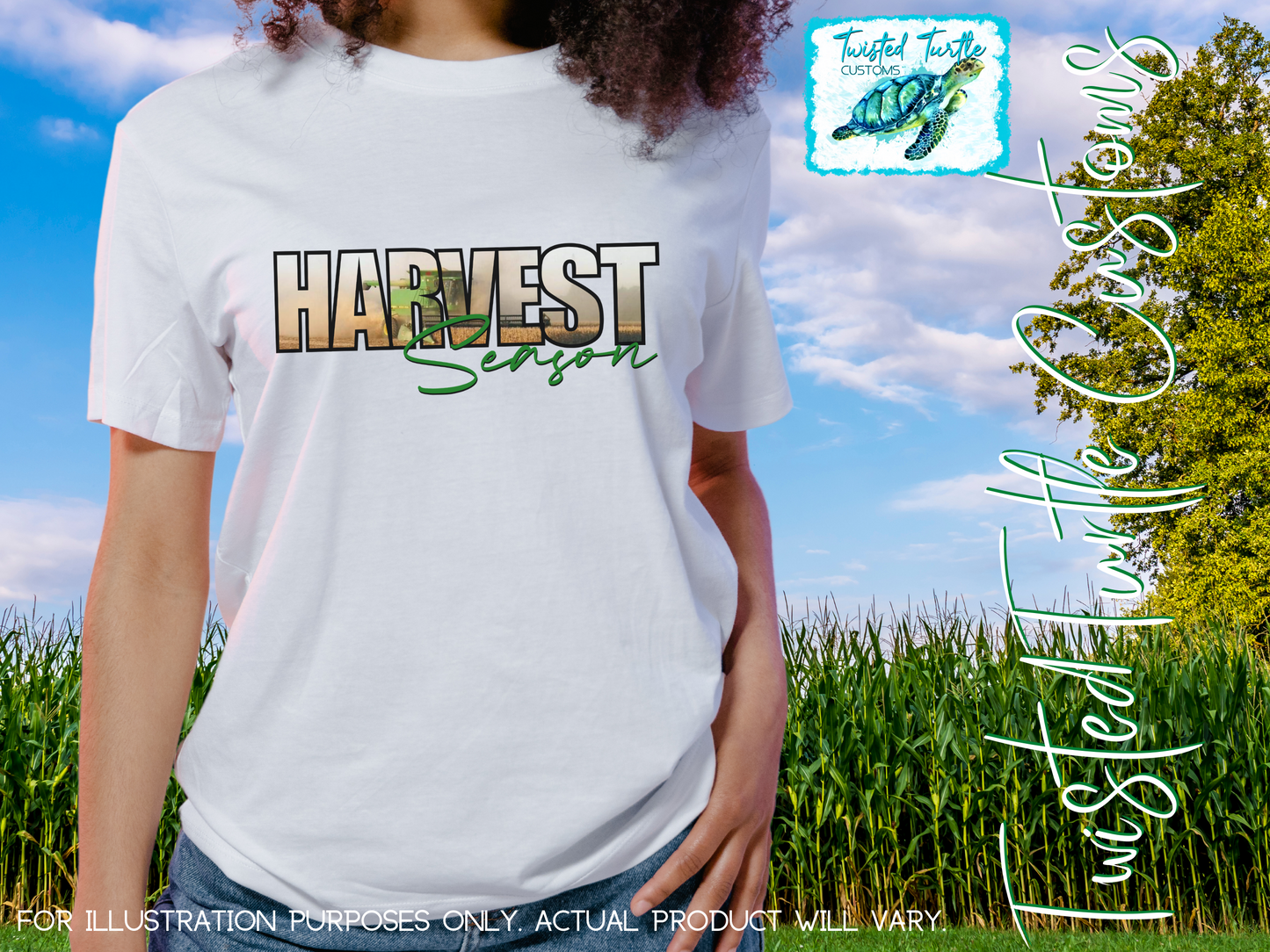 *DIGITAL DOWNLOAD* Harvest Season Bold Font with Combine Photo Background- Green Lettering